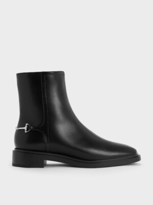 Charles & Keith - Erinna Metallic-Accent Side-Zip Ankle Boots