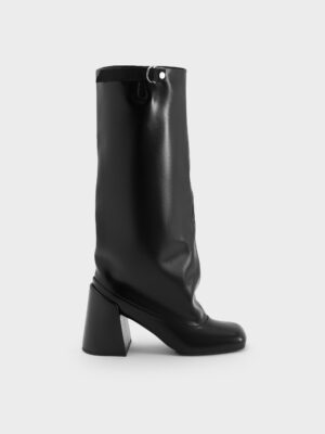 Charles & Keith - Robbie Side-Buckle Block-Heel Knee-High Boots
