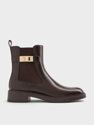 Charles & Keith - Lando Faux Suede Metallic-Buckle Chelsea Boots