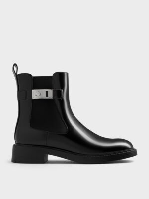 Charles & Keith - Lando Metallic-Buckle Chelsea Boots