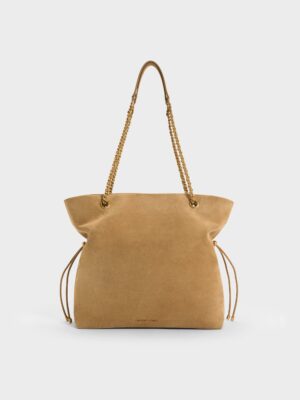Charles & Keith - Arya Recycled Suede Braided-Strap Double-Handle Tote Bag