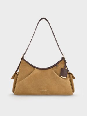 Charles & Keith - Khai Recycled Suede Side-Pocket Shoulder Bag