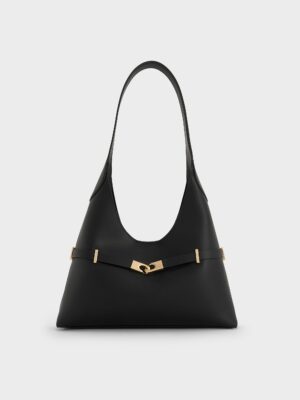 Charles & Keith - Arlet Metallic-Accent Belted Hobo Bag