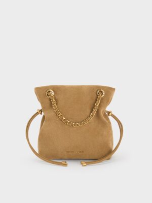 Charles & Keith - Arya Recycled Suede Braided-Strap Double-Handle Crossbody Bag
