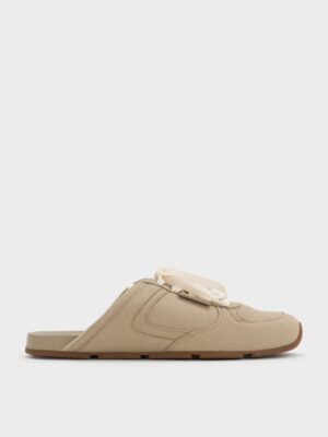 Charles & Keith - Textured Lace-Up Slip-On Sneakers