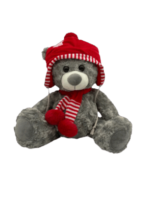 Huggable Large Bear | Grey With Red Hat