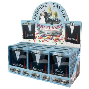 Stainless Steel Wedding Hip Flask for the Groom - 6oz Elegant Gift