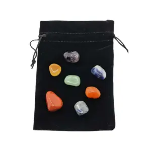 7 Chakra Stone Crystal Set presented in a velvet black pouch
