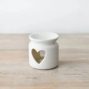 White Heart Oil Burner - Stylish Wax Warmer for Home Decor