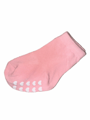 Set of Two Pairs of Baby Socks - One with Soft Rubber Soles for Learning to Walk Pink