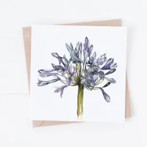 Agapanthus Floral Watercolour Greeting Card for Vibrant Decor