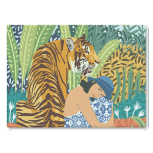 Awaken The Tiger - Glass Chopping Board, Art by Uma Prabhakar
