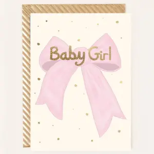 Baby Girl Bow Greetings Card for New Arrivals