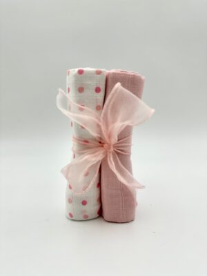 Baby Muslin Cloth Squares - 100% Cotton Pink