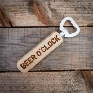 Beer O'clock Wooden Handle Bottle Opener