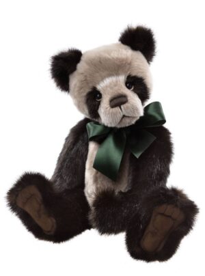 Charlie Bears Botwood Plush Panda with Green Satin Ribbon Bow
