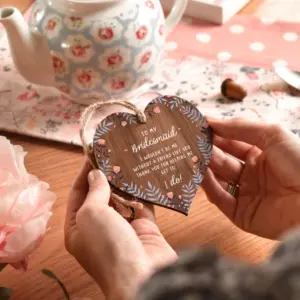 Heart Shaped Bridesmaid Thank You Plaque - Wooden Keepsake
