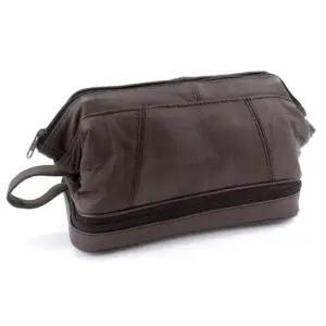 Men's Luxury Brown Leather Gladstone Style Washbag | Shop Now