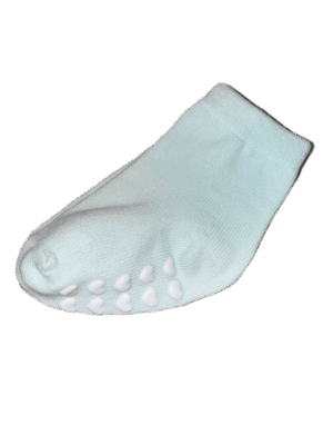 Set of Two Pairs of Baby Socks - One with Soft Rubber Soles for Learning to Walk Mint Green
