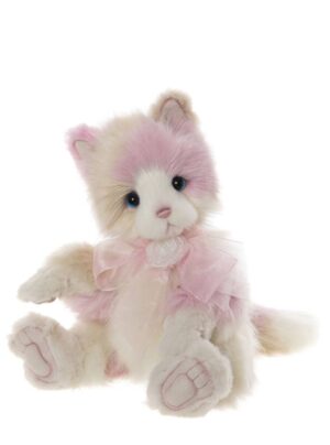 Charlie Bears Secret Collection Kitty Kat Jointed Pink and Cream Plush Cat