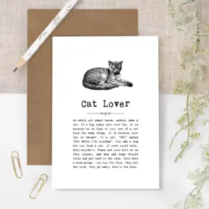 Cat Lover Card - Charming Vintage Illustration Greeting Card