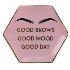 Ceramic Hexagon Trinket Dish - Pink/Gold 14.8cm Design