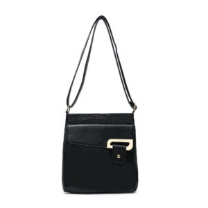 Cross Body Handbag with Zip Top Sections Black