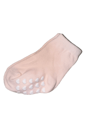 Set of Two Pairs of Baby Socks - One with Soft Rubber Soles for Learning to Walk Light Pink