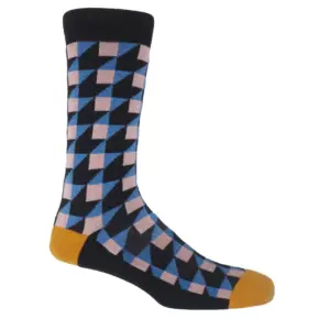 Stylish Men's Recycled Cotton Socks - Black Patterned Comfort