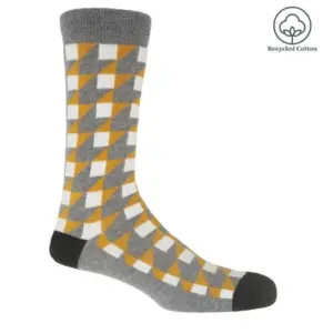Stylish Men's Recycled Cotton Socks - Grey Patterned Comfort