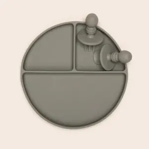 Silicone Olive Baby Feeding Plate & Cutlery for Mess-Free Mealtime
