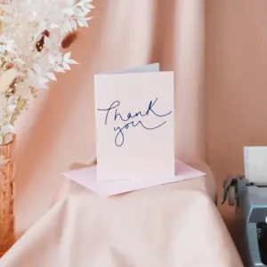 Thank You Metallic Rose + Navy Foil Card for Elegant Gratitude