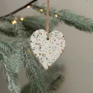 Earthy Coloured Terrazzo Hanging Heart Decoration