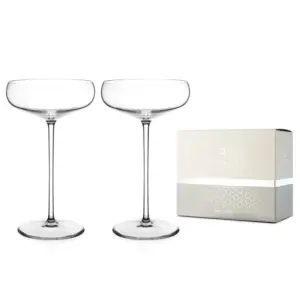 Elegant Pair of Crystal Champagne Saucers in Gift Box