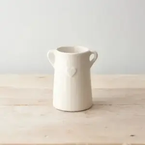 Embossed Heart Ceramic Vase - Elegant Decorative Planter