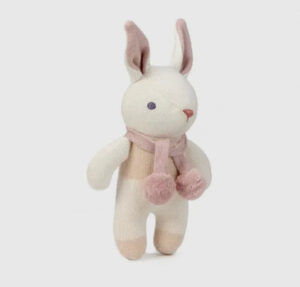 Charming Knitted Pink & Cream Bunny Rattle for Newborns