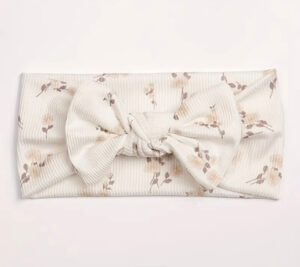 Cream Floral Baby Bow Headband