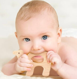 Giraffe Shaped Wooden Baby Teether | Silky Smooth & Natural