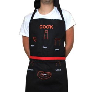 Male BBQ Apron with Bottle Opener, Pockets & Hood