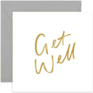 Get Well Soon Card - Elegant Design with Gold Foil & Envelope