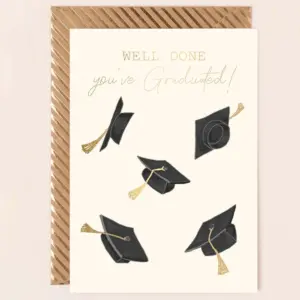 Graduation Card - Celebrate with Gold Foiled Design & Caps