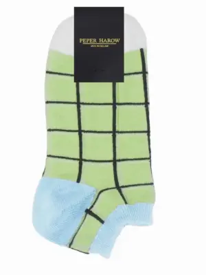 Peper Harrow Grid Women's Cotton Trainer Socks Green