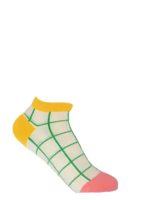 Peper Harrow Grid Women's Cotton Trainer Socks White