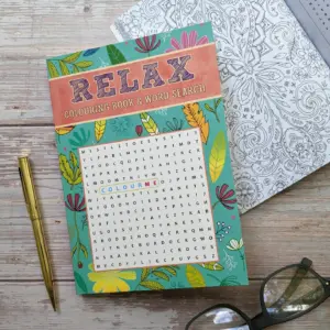Grown Up Colouring & Word Search Book for Relaxation