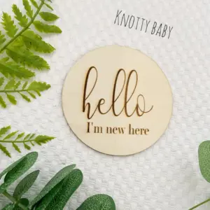 Cute Engraved Wooden Photo Prop for Newborn Announcements