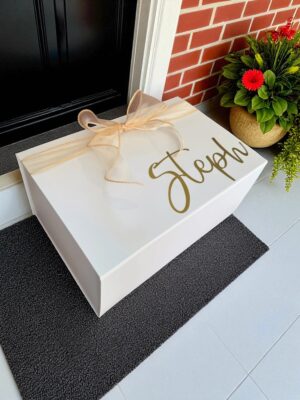 White Gift Box with Name & Matching Ribbon - Perfect Gift Solution