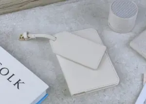 Leather Passport Holder & Luggage Tag Holiday Travel Set Oyster