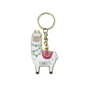 Key Ring - Llamaste Llama Enamel Key Ring for Yoga Lovers