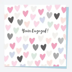 Luxury Foil Engagement Card With Love Heart Pattern
