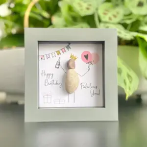 Happy Birthday Artwork | Unique Handmade Mini Pebble Gift